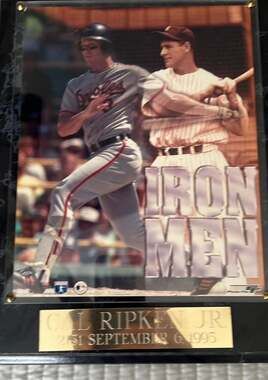 Photo File Cal Ripken Jr. and Lou Gehrig Iron Men Framed Plaque